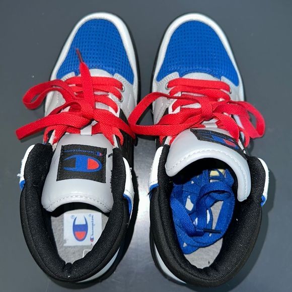 Champion Men’s Hightop Sneakers in Black, Blue, Red & White, Size 9! EUC! - Picture 4 of 8